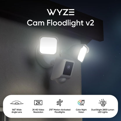 WYZE Cámara Reflector v2 de Seguridad 2K HD