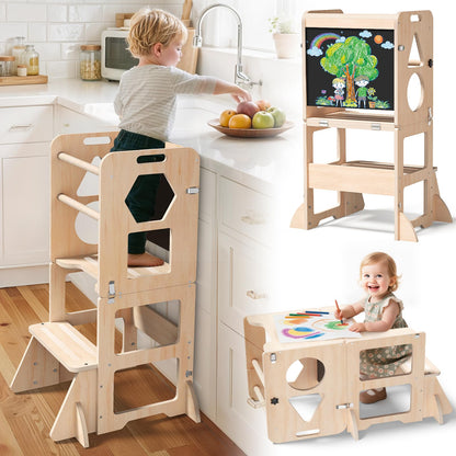 Woodure Taburete de Cocina 4 en 1 para Niños