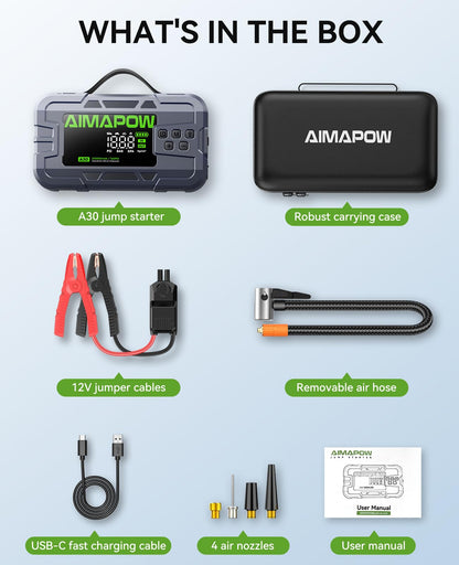 Arrancador de Batería Portátil con Compresor 8000A / 160PSI