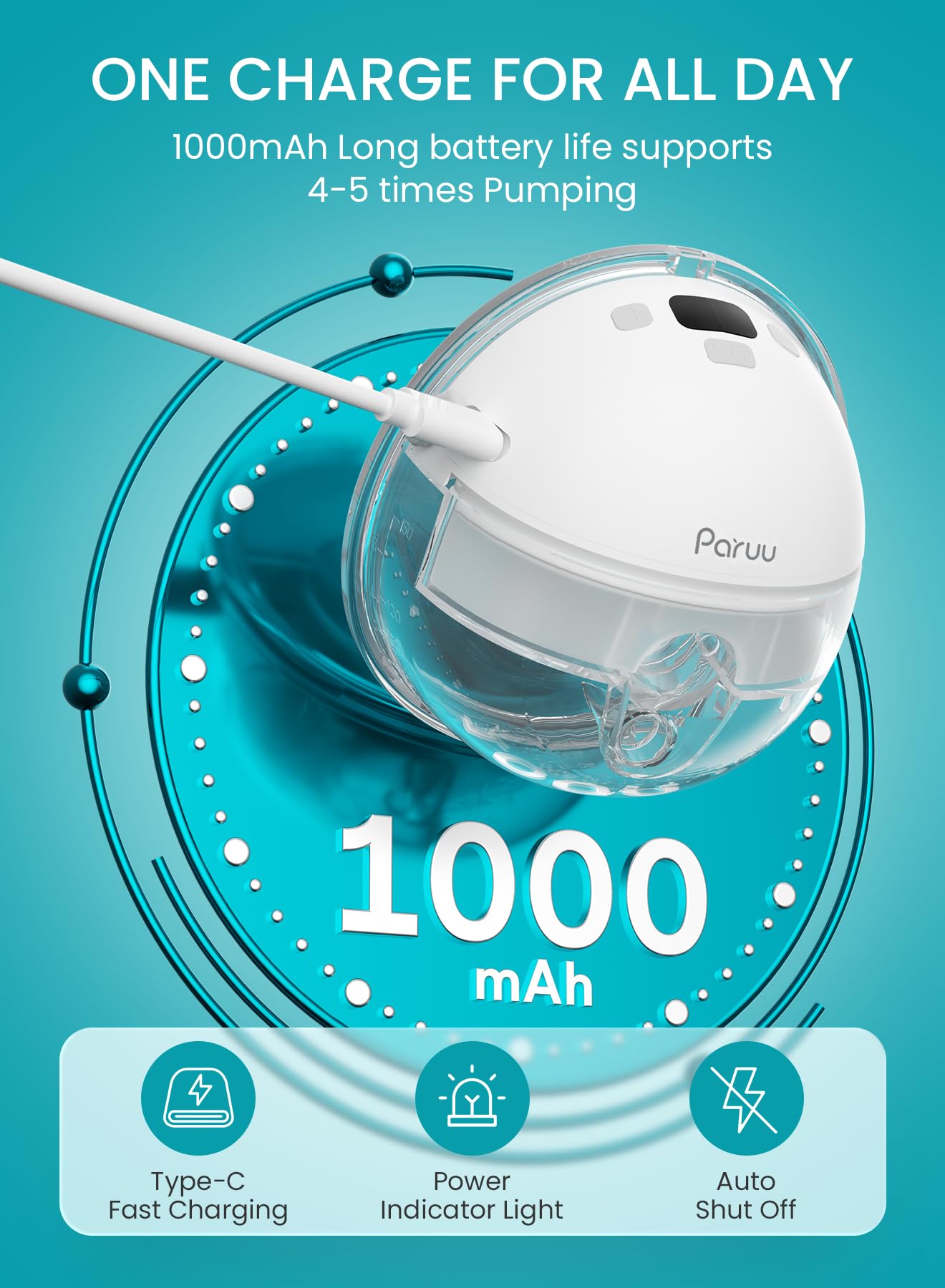 Paruu Extractor de Leche Manos Libres P16 (Paquete de 2 / Blanco)