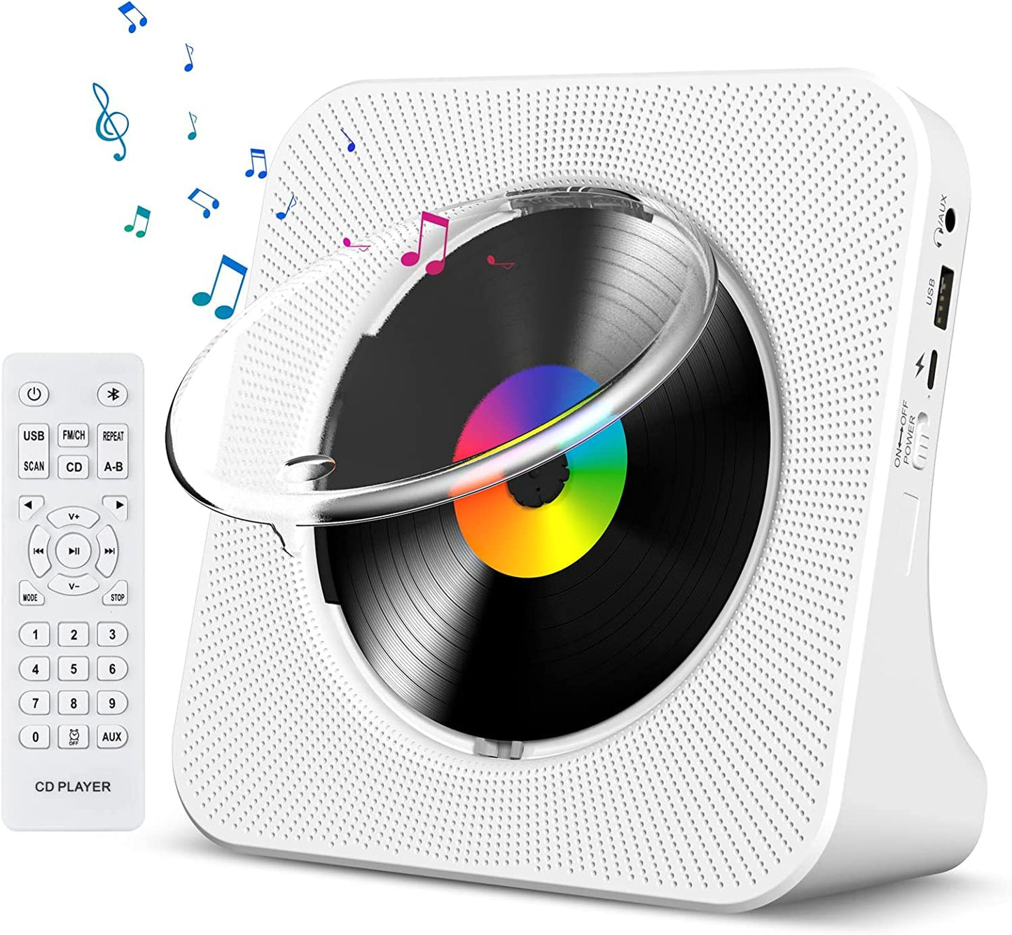 Gueray Reproductor de CD Bluetooth de Escritorio Portátil (Blanco)