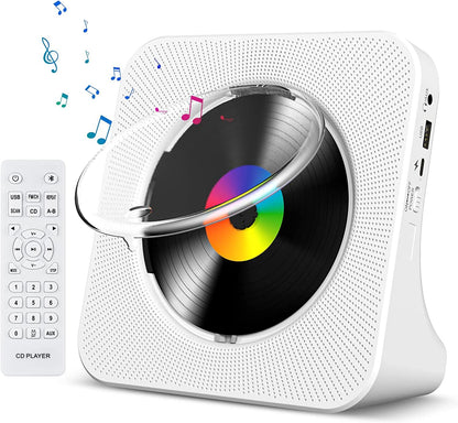 Gueray Reproductor de CD Bluetooth de Escritorio Portátil (Blanco)