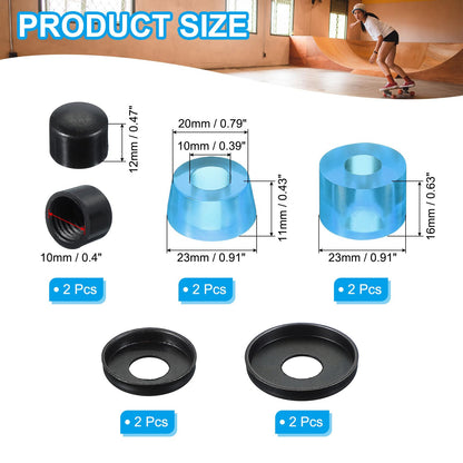 PATIKIL Kit de Reconstrucción de Bujes para Patineta Longboard (Azul Transparente)