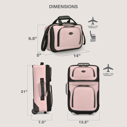 U.S. Traveler Rio Juego de Maletas Ligeras (2 Ruedas / Pink)