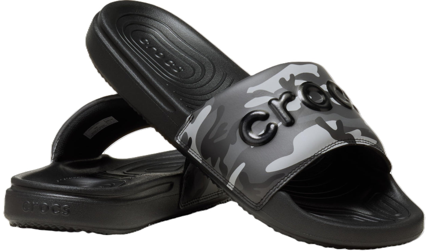 Crocs Men’s All Day Slide Lightweight Slip-On Sandals, Camouflage Black/Grey, Size