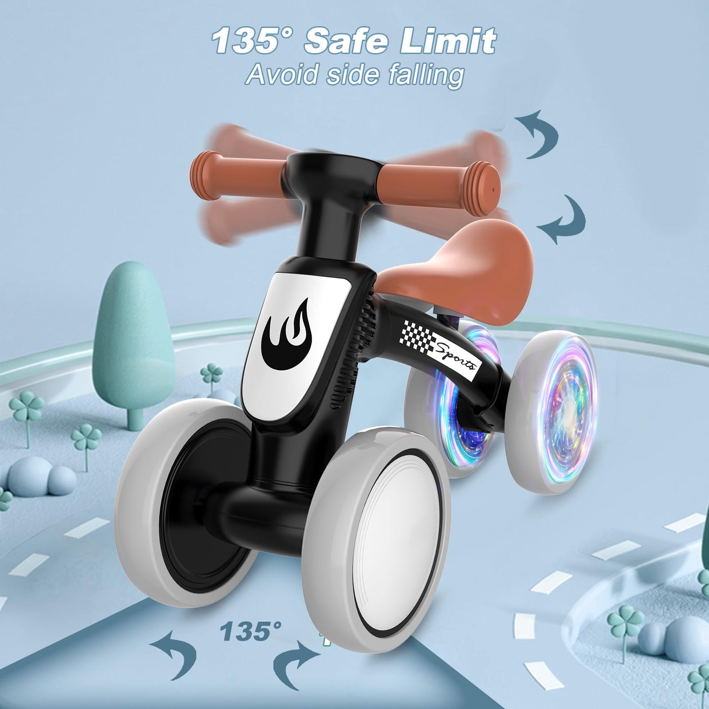 Bicicleta de Equilibrio Iluminada para Bebés de 1 Año
