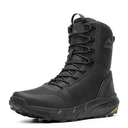 NORTIV 8 Men's Military Tactical Boot Lightweight Comfortable Boots for Work All Day Side Zipper Motorcycle Combat Hiking Boots Metrostrike(8-9 Inches), Black-9 Inches