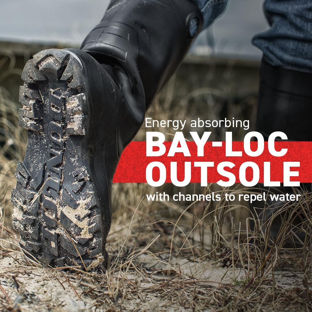 DUNLOP Chesapeake Rubber Boots Plain Toe for Men & Women – PVC - Waterproof - Lightweight Garden, Fishing & Rain Boots with Wide Calf – Black –