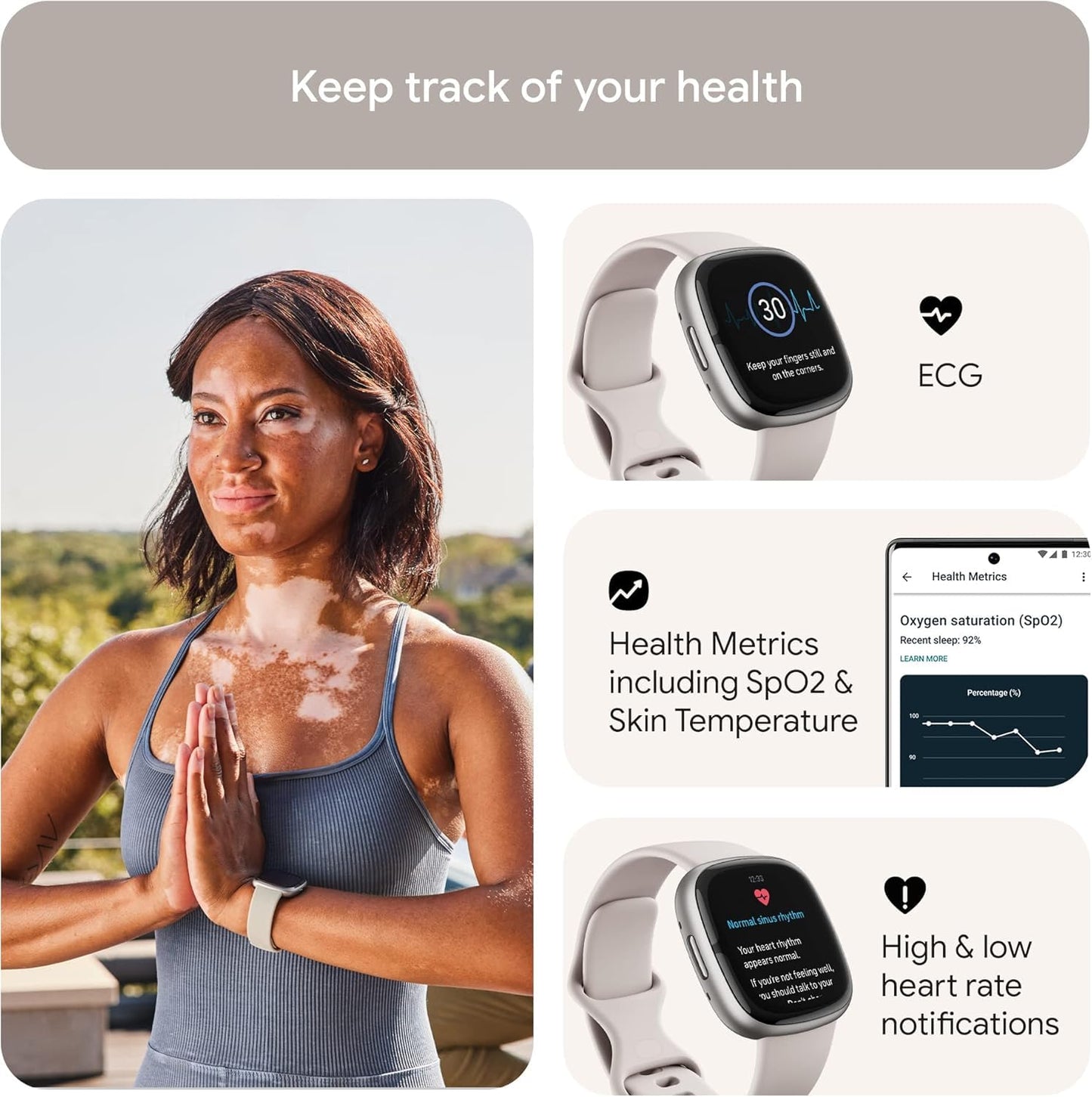 Fitbit Sense 2 Reloj Inteligente Avanzado de Salud y Fitness (Blue Mist/Pale Gold)