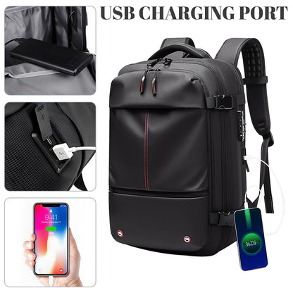 BYED Vacuum Backpack Travel-Expandable Compression Backpack with Air Pump,Usb,Tsa Lock, Air Backpacks with Removable Vacuum Bag,Carry On Vacpack for Men and Women