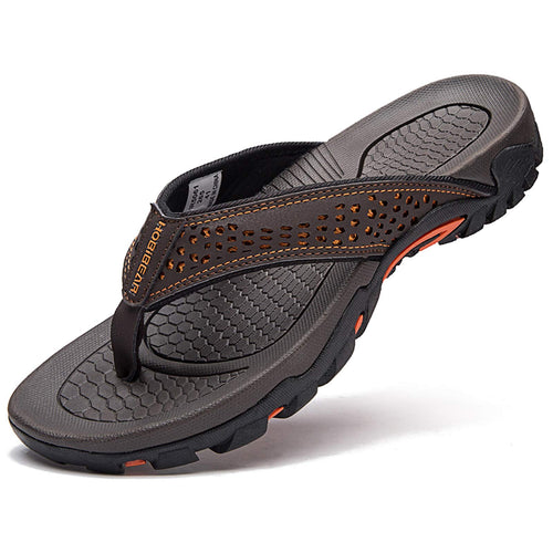 GUBARUN Mens Sport Flip Flops Comfort Casual Thong Sandals Outdoor(Brown 1