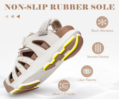 KuaiLu Womens Orthopedic Closed Toe Walking Sandals with Arch Support