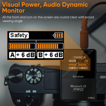 COMICA BoomX-D2 PRO Wireless Lavalier Microphone for iPhone Android Camera PC, Lapel Mic with 16GB Storage, Safety Audio Track, Noise Cancellation, Lav Mic for YouTube TikTok Video Recording