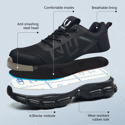 Hogent Steel Toe Shoes for Men Lightweight Comfortable Non Slip Work Shoes Women Puncture Proof Safety Sneakers for Industrial Construction & Daily Life, Black