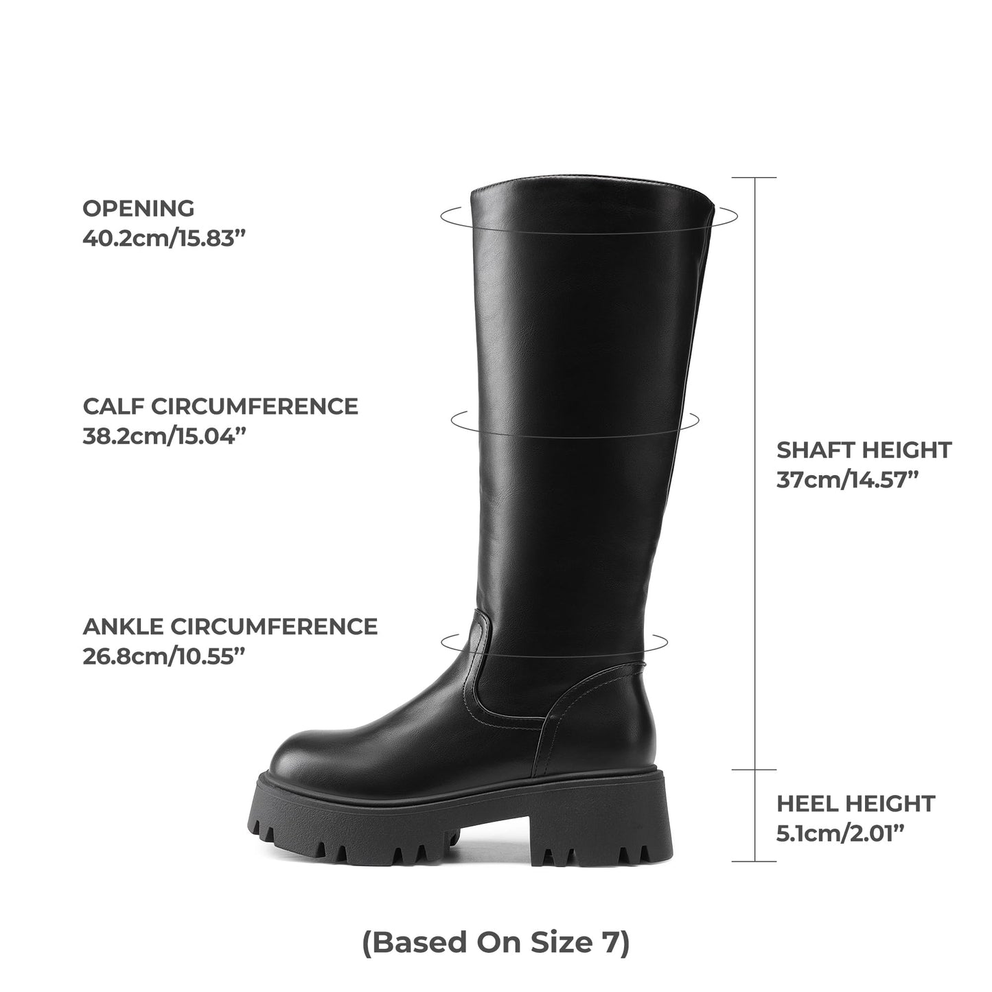 DREAM PAIRS Knee High Boots, Comfortable Chunky Platform Round-Toe Side Zip Boots for Women