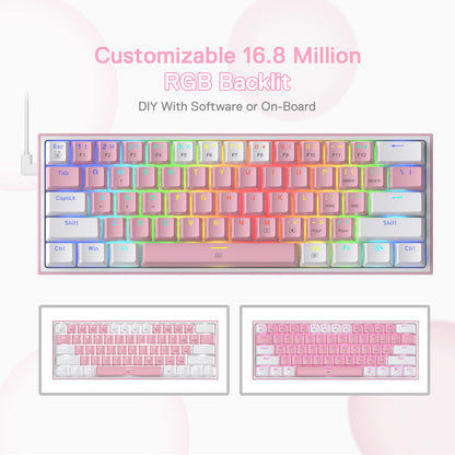 Redragon Teclado Mecánico para Juegos K617 Fizz (60% / RGB)