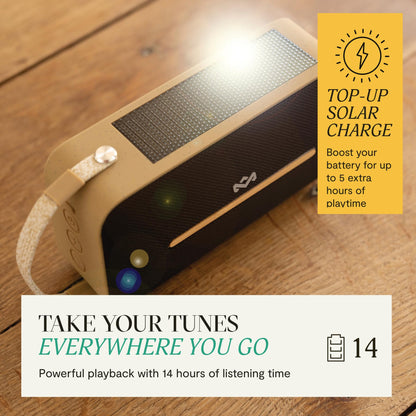 House of Marley Rise Up Altavoz Bluetooth Solar (Negro Característico)