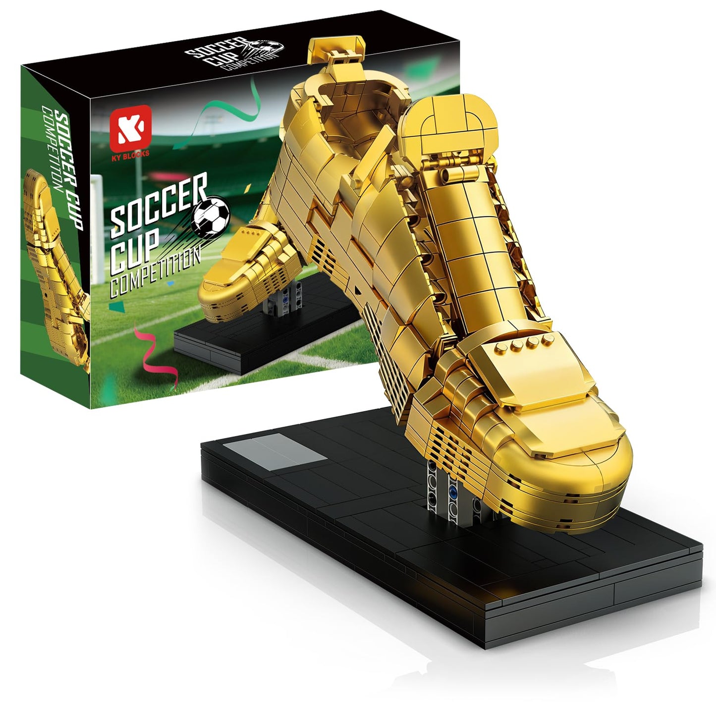 Lovinkiki Set de Bloques de Construcción de Bota de Fútbol Dorada (573 Piezas)