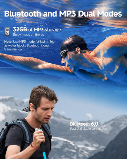 PSIER Audífonos de Conducción Ósea para Natación (32GB / Bluetooth 6.0)