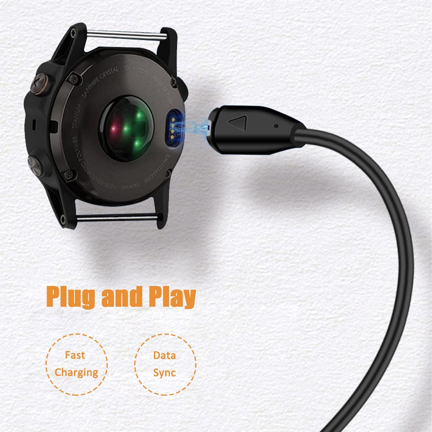 Ankky Cable Cargador USB para Reloj Garmin (Negro / 3.3ft)