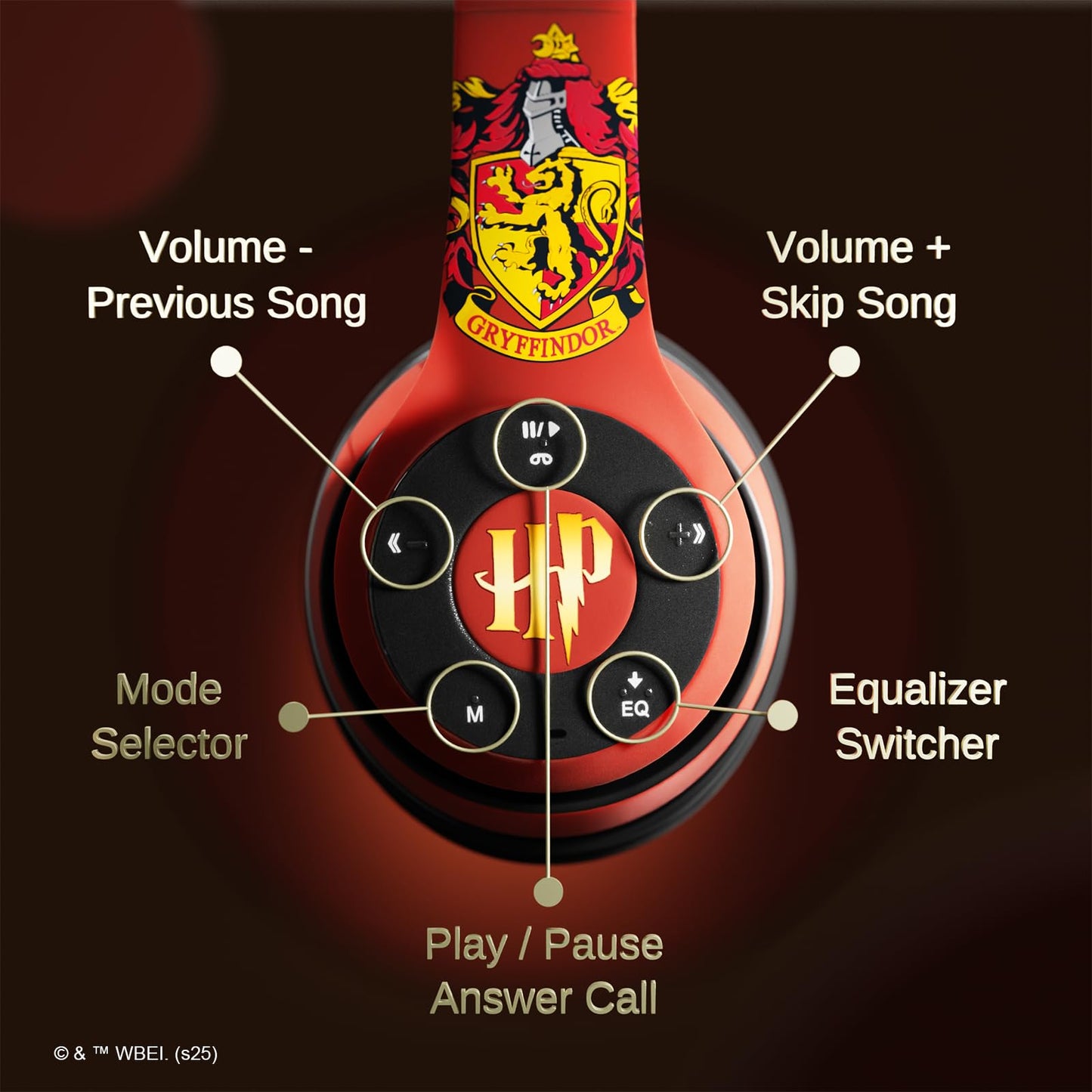 Harry Potter Gryffindor Bluetooth Headphones with Built in Mic | Officially Licensed Wireless Headphones, Foldable Headset | Harry Potter Gifts for Women, Men, Teens, Kids & All Fans of Gryffindor
