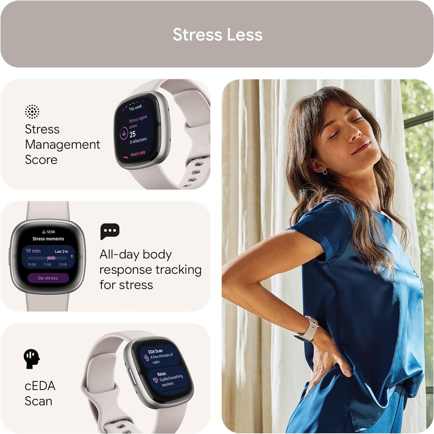 Fitbit Sense 2 Reloj Inteligente Avanzado de Salud y Fitness (Blue Mist/Pale Gold)