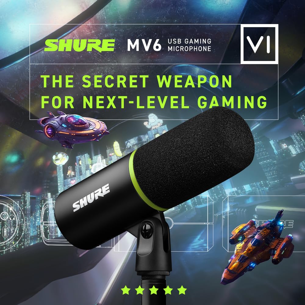 Shure MV6 Micrófono Gaming Dinámico (Negro)