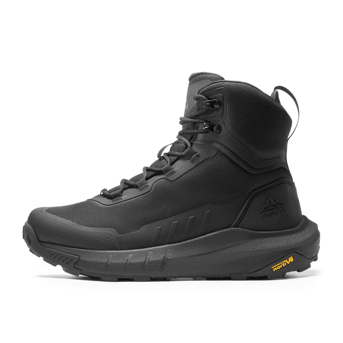 NORTIV 8 Men's Tactical Hiking Boot Lightweight Cushion Sole Boots for Work All Day Side Zipper Motorcycle Combat Military Boot Arch Support 8 Inches Terrascope, Black, NMUMMT2503
