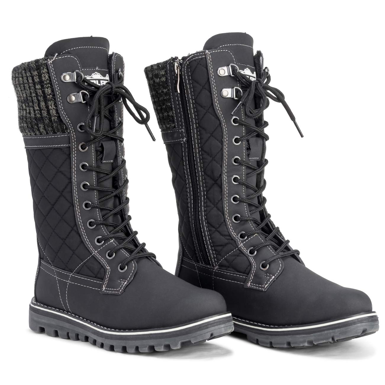 POLAR Womens Winter Thermal Snow Outdoor Warm Mid Calf Waterproof Durable Boot - Black