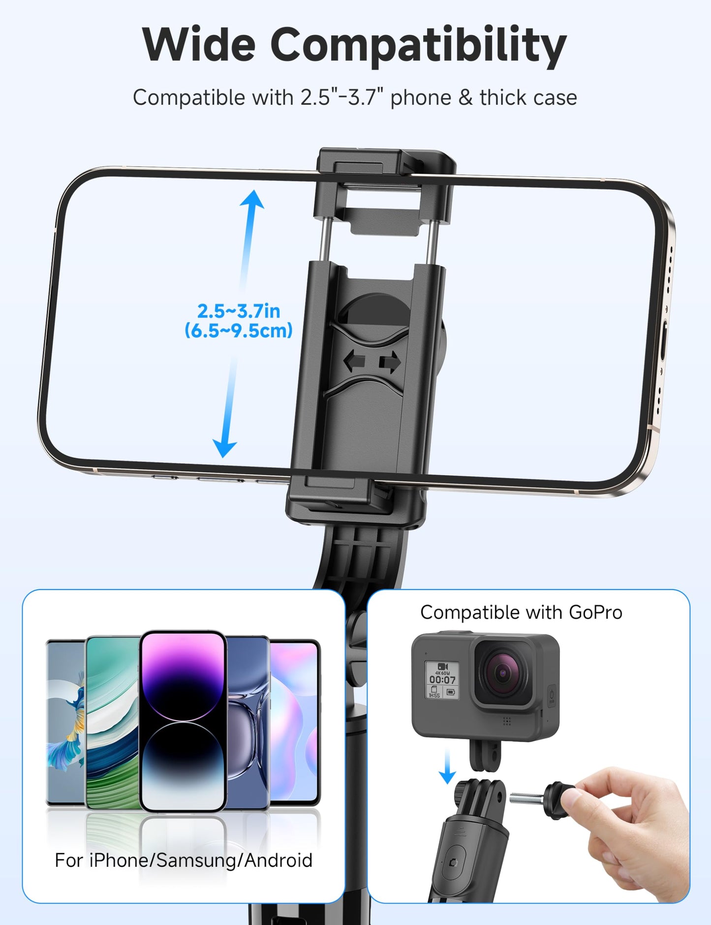 Trípode y Palo Selfie Portátil Extensible 4 en 1 (Soporte Giratorio 360°)
