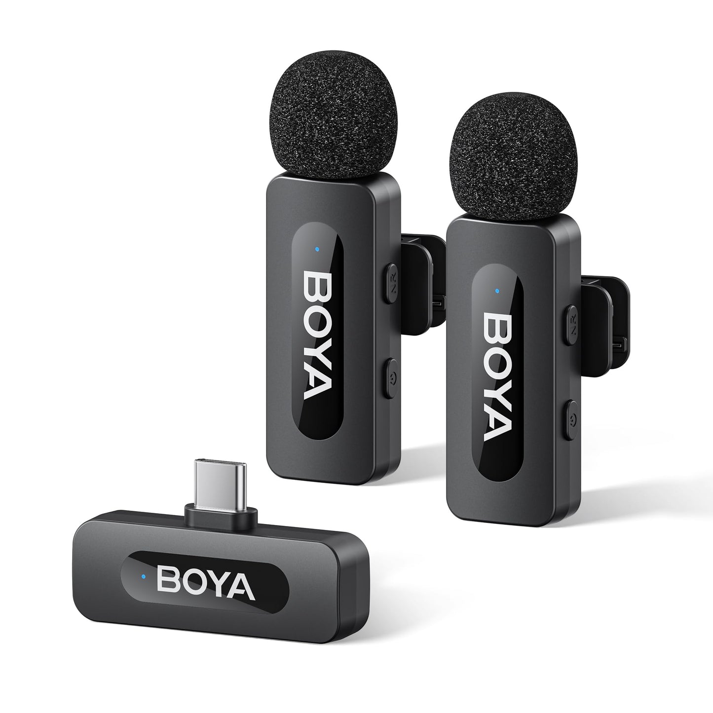 BOYA BY-V20 Wireless Microphones for iPhone 17/16/15 & Android/Laptop with USB-C Port, 328ft Range, 9H Battery Life, Noise Reduction Mini Mic Clip on Lapel Microphone Wireless for Video Recroding