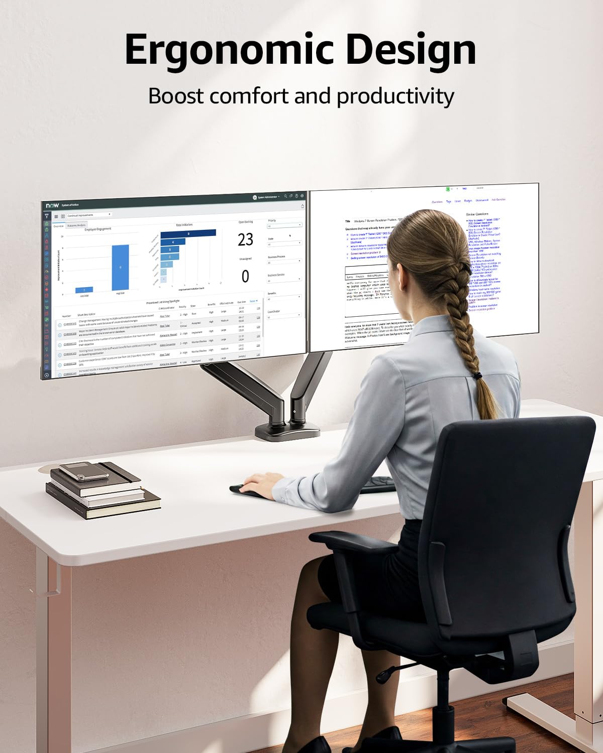 MOUNTUP Soporte para Monitor Dual (Altura Ajustable)