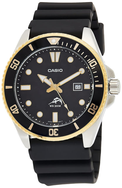 Casio MDV-106G Series | Duro Diver-Style Watch | 200M Water Resistant | Stainless Steel Case | Unidirectional Bezel | Screw-Lock Crown | Date Display