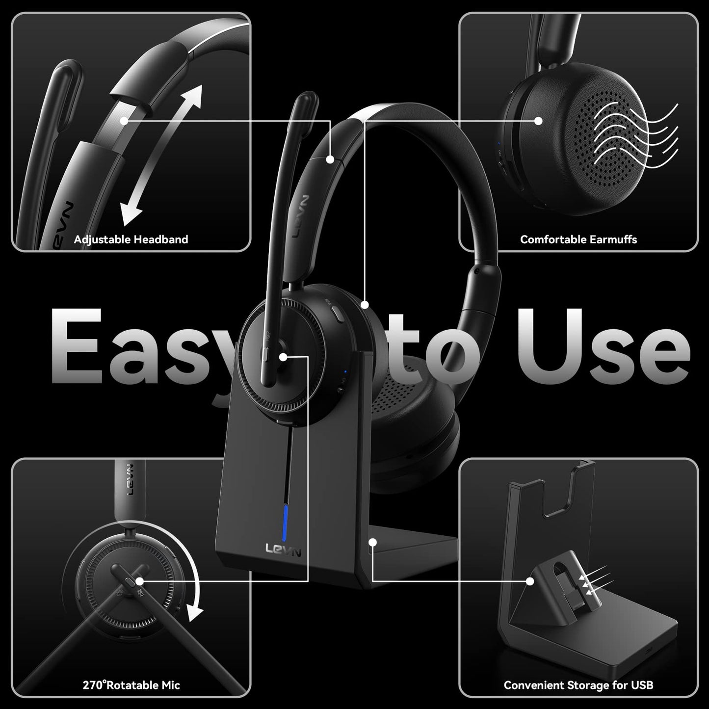 Auriculares Inalámbricos Bluetooth con Micrófono para el Trabajo (Cancelación de Ruido)