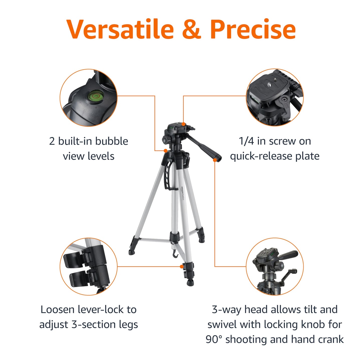 Amazon Basics 60-inch Lightweight DSLR Tripod with Bag, Black