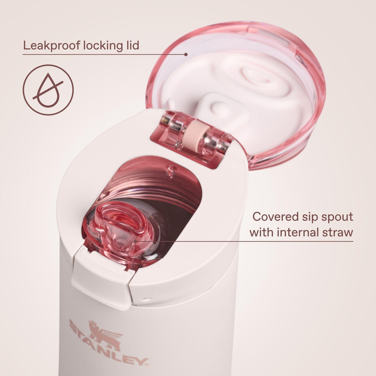 STANLEY Flowstate Spring Bottle, 20 oz, Rose Quartz
