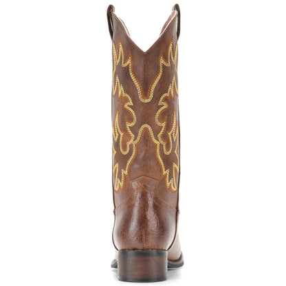 IUV Cowboy Boots For Women Square Toe Black Wide Cowgirl Mid Calf Western Pull On Fashion Brown Cowboy Boots