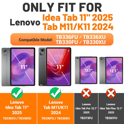 SEYMAC stock Tablet Case for Lenovo Idea Tab 11'' / M11 (TB336FU/TB330FU) 11 inch Drop-Proof Protection Cover with 360° Rotate Stand & Strap [Pen Holder] & Screen Protector 2025/2024, Black