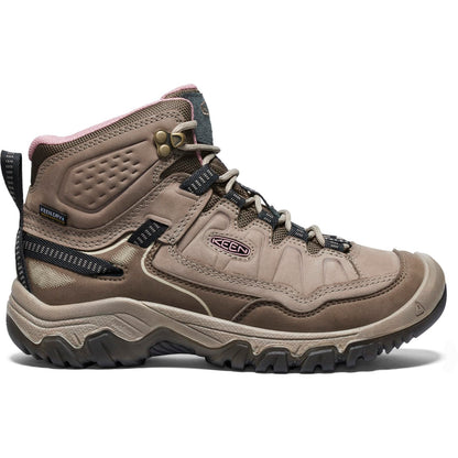 KEEN Women's Targhee 4 Mid Height Durable Comfortable Waterproof Hiking Boots, Brindle/Nostalgia Rose