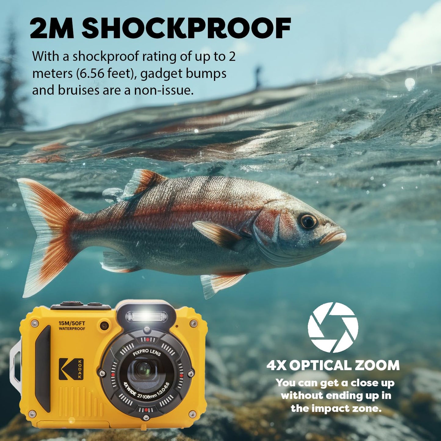 Kodak Cámara Digital Resistente PIXPRO WPZ2 (Amarillo / Paquete de 7 Artículos)
