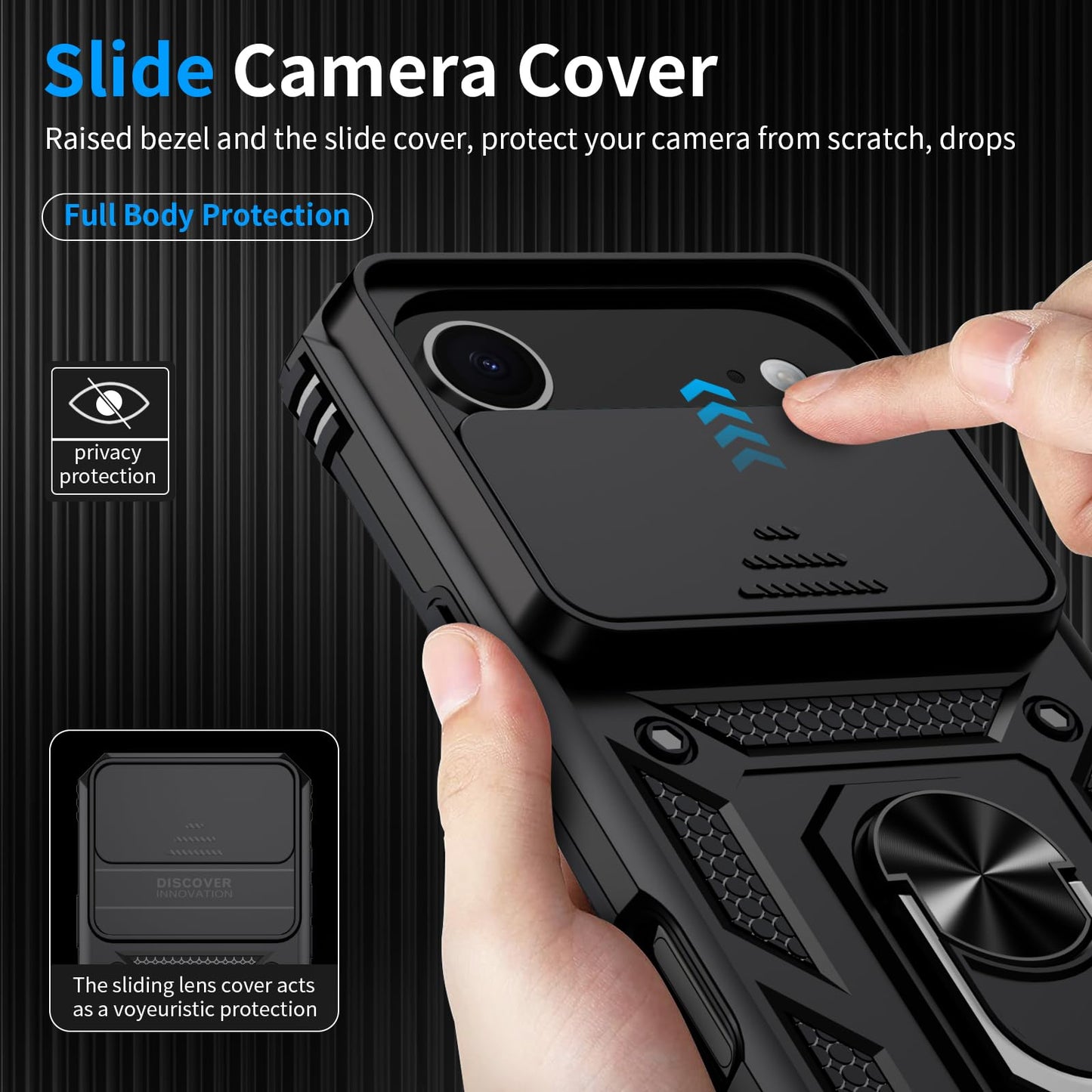 Muntinfe Funda Protectora de Grado Militar para iPhone 17 Air de 6.5 Pulgadas (Negro)