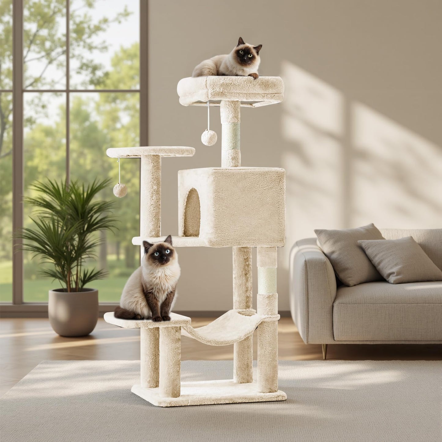 Sweetcrispy Torre de Escalada para Gatos 44" (Beige)