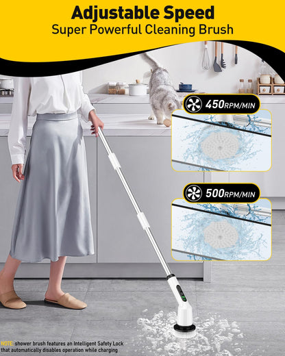 Depurador Eléctrico Giratorio Inalámbrico para Limpieza (Blanco)