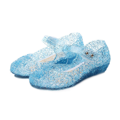 TANDEFLY Princess Girls Sandals Jelly Mary Jane Flats Shoes Dress Up Dance Party Cosplay Shoes for Kids Toddler Blue