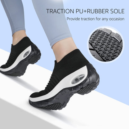 HKR Zapatos para Caminar con Plataforma para Mujer (Negro/Blanco / Talla 10 US)