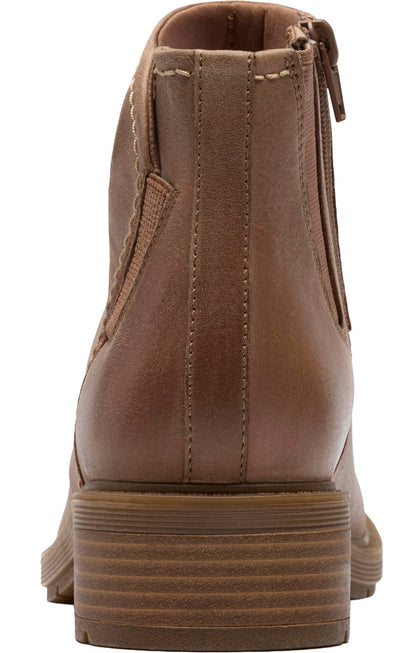 Clarks Womens Hearth Sofia Dark Sand Leather