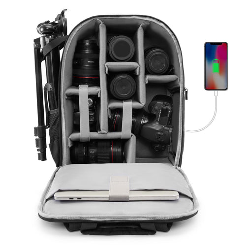 CADeN Mochila para Cámara Fotográfica (Negro L / 15.6")