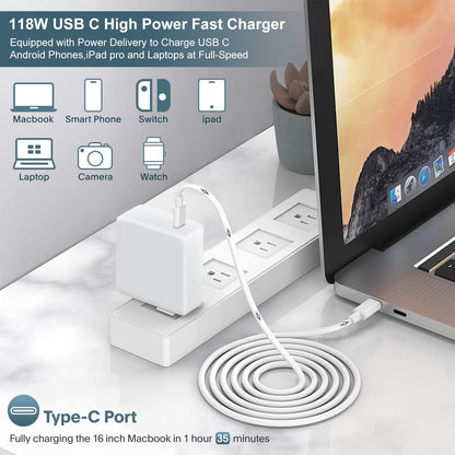 Cargador Rápido USB-C para Mac Book Pro (Cable 6.6 ft)
