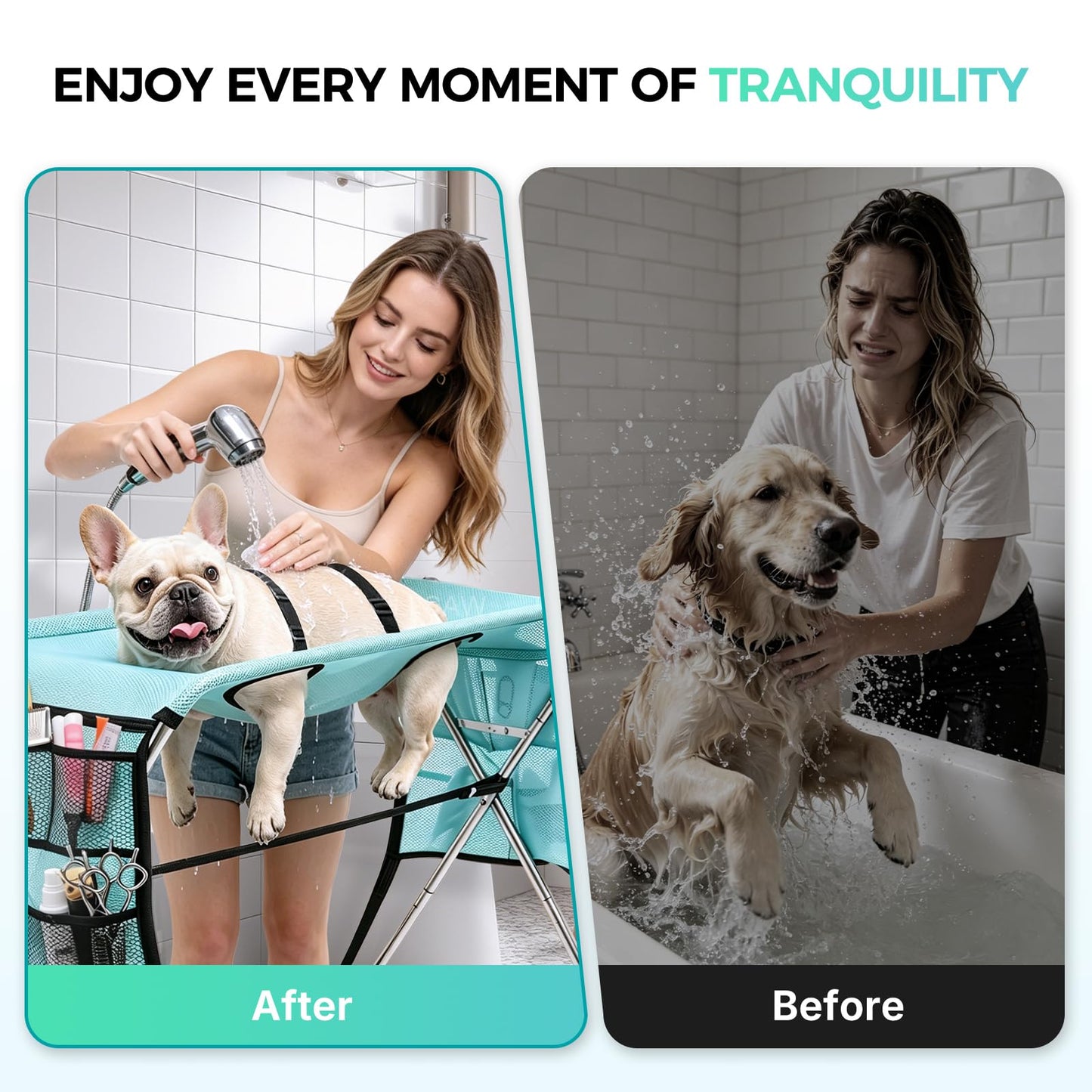 Hamaca de Aseo para Mascotas con Soporte (Soporta Hasta 165 Lbs)
