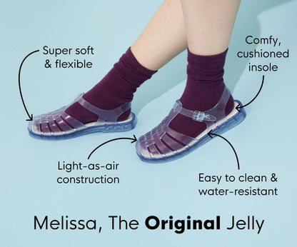 Melissa Possession Jelly Sandals for Women - The Original Jelly Shoes, Fisherman's Sandals with Adjustable Strap and Side Buckle, Pearly Blue
